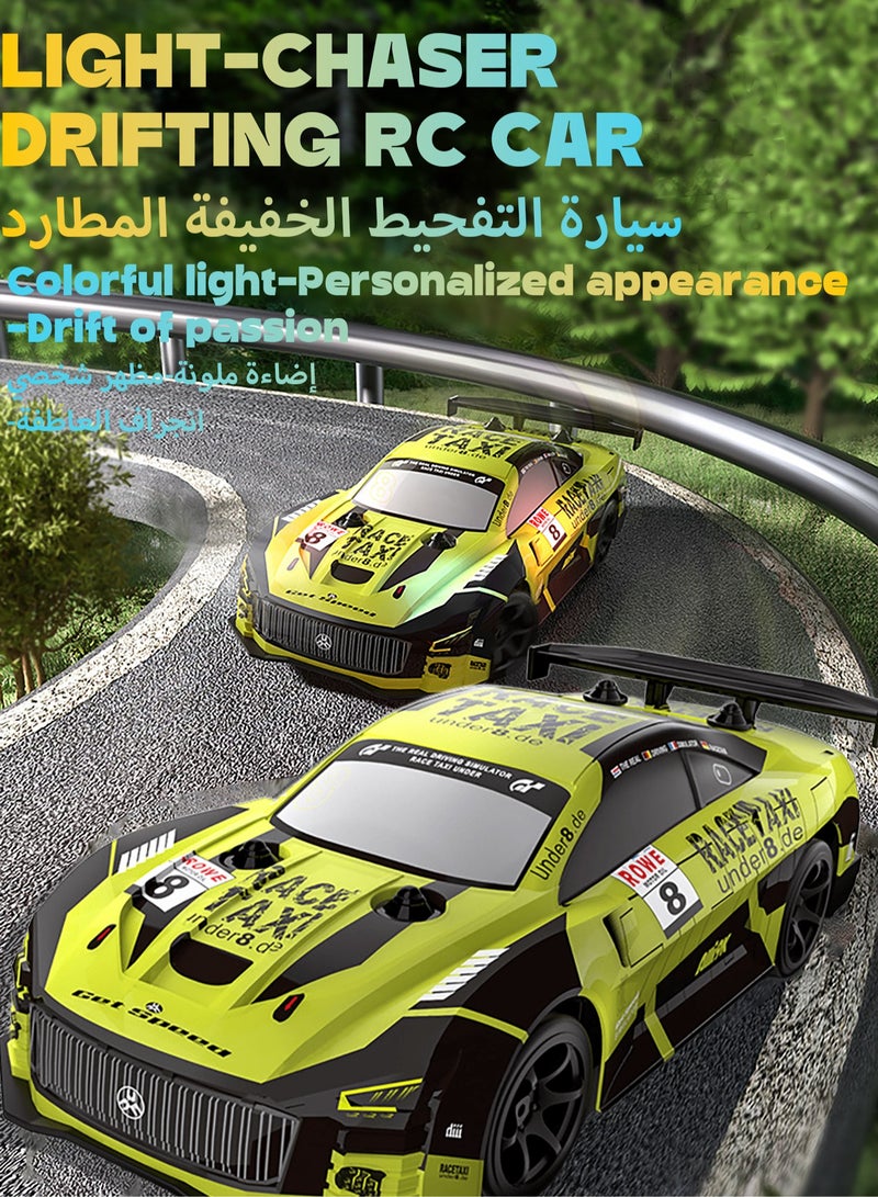 JJRC RC Drift Car, Kids Remote Control Car with Shiny LED Lights, 4WD 2.4GHz High Speed Drift RC Car with One Rechargeable Batteries, Extra Tires,Obstacle,etc., RC Cars for Kids and Adults,Vehicle Racing Hobby with Headlight Gifts - Kids Gifts  - Image 3