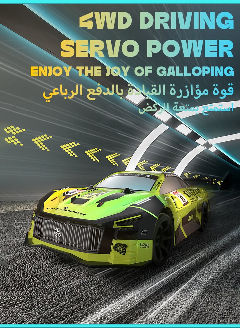 JJRC RC Drift Car, Kids Remote Control Car with Shiny LED Lights, 4WD 2.4GHz High Speed Drift RC Car with One Rechargeable Batteries, Extra Tires,Obstacle,etc., RC Cars for Kids and Adults,Vehicle Racing Hobby with Headlight Gifts - Kids Gifts  - Image 4