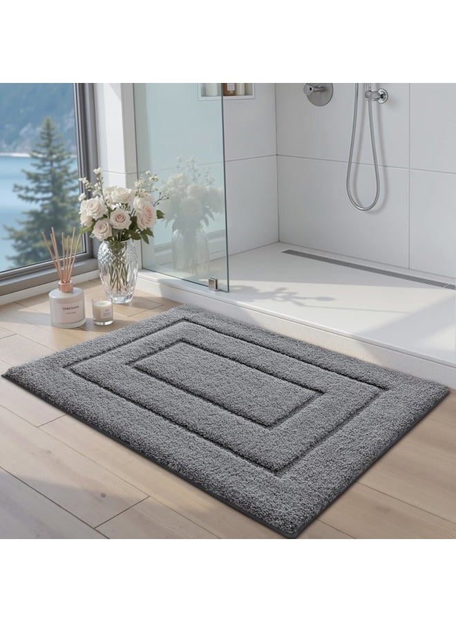 DEXI Bathroom Mat Rug, 40 x 60 cm Extra Soft Absorbent Premium Bath Rugs, Non-Slip Comfortable Carpet for Tub, Shower Room, Machine Washable Quick Dry Floor Mat, Grey - Image 4