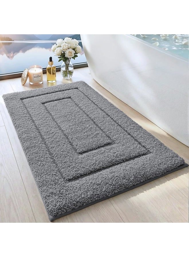 DEXI Bathroom Mat Rug, 40 x 60 cm Extra Soft Absorbent Premium Bath Rugs, Non-Slip Comfortable Carpet for Tub, Shower Room, Machine Washable Quick Dry Floor Mat, Grey - Image 1