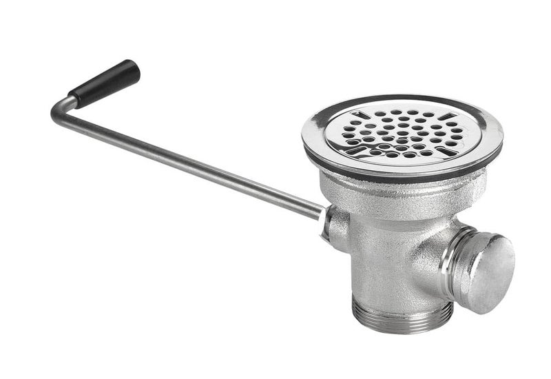 Krowne Royal Series 22-204 3" Stainless Steel Twist Handle Waste Valve with 1" Overflow Outlet for Commercial Food Industry Restaurant | Fits 3-1/2" Sink Opening, 1.5" Reducer with Rubber Washer, NSF - Image 4