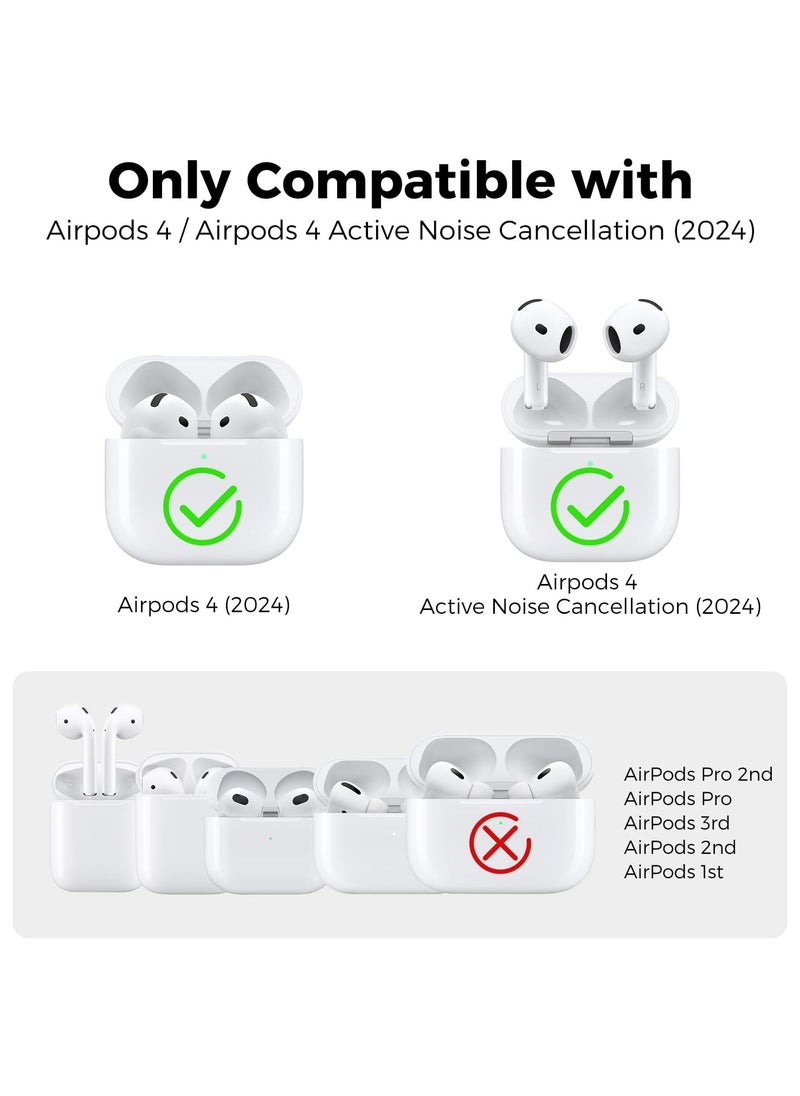 Denx Silicone Case For AirPods 4 (2024), Anti-Shock, Anti-Drop, Anti-Dust, Visible LED Light, Protective Cover with Keychain Compatible With AirPods 4th Generation 2024 (Navy Blue)  - Image 2