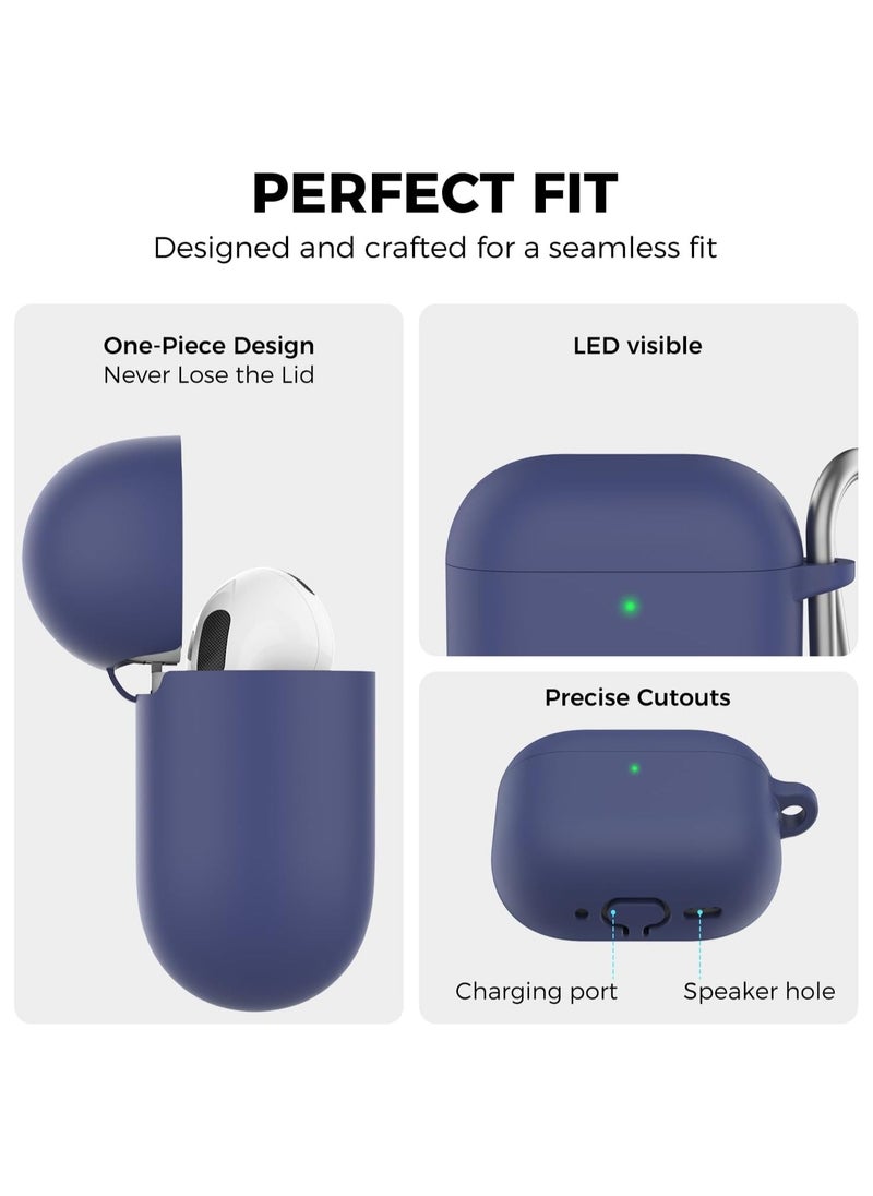 Denx Silicone Case For AirPods 4 (2024), Anti-Shock, Anti-Drop, Anti-Dust, Visible LED Light, Protective Cover with Keychain Compatible With AirPods 4th Generation 2024 (Navy Blue)  - Image 5