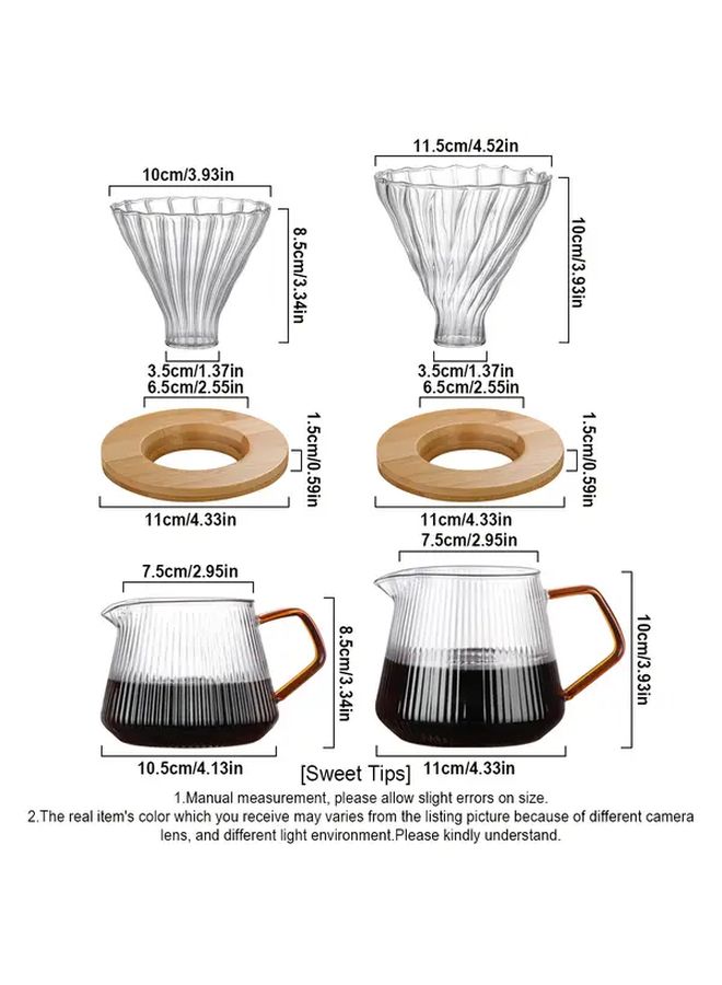 Pour Over Coffee Maker 20.29oz High Borosilicate Glass Carafe Coffee Server with Glass Dripper Filter Drip Coffee Maker Set for Home Office 1 to 5 Cups - Image 3