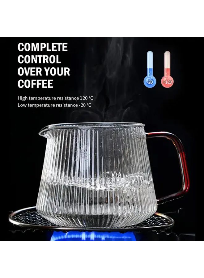 Pour Over Coffee Maker 20.29oz High Borosilicate Glass Carafe Coffee Server with Glass Dripper Filter Drip Coffee Maker Set for Home Office 1 to 5 Cups - Image 5