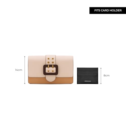 Miraggio Adrianne Sling Bag For Women With Adjustable & Detachable Broad Strap | Sling Bags For Women Stylish | Structured Crossbody Bag (Beige) - Image 3