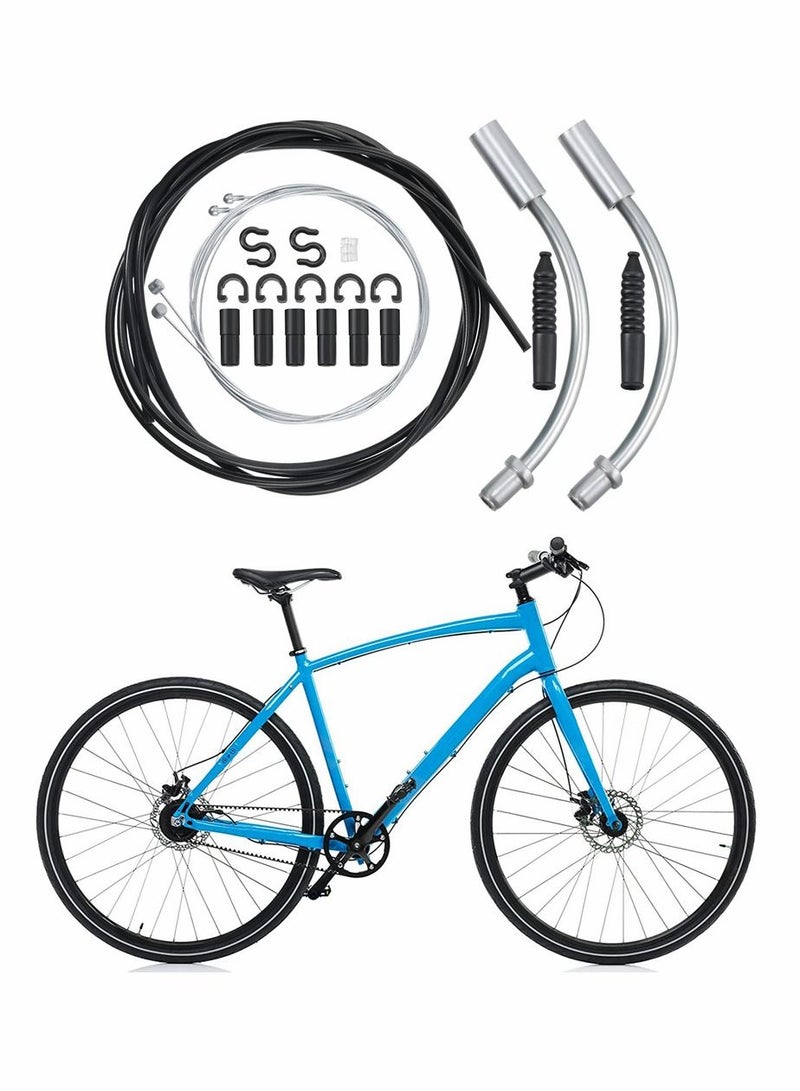 Y&D Bike Brake Cable Housing Kit Includes 1 Set Bicycle Line, 2 Pieces V Noodle Guide Pipe and Plastic Hoses for Road Mountain Cycling (Black Line) - Image 1