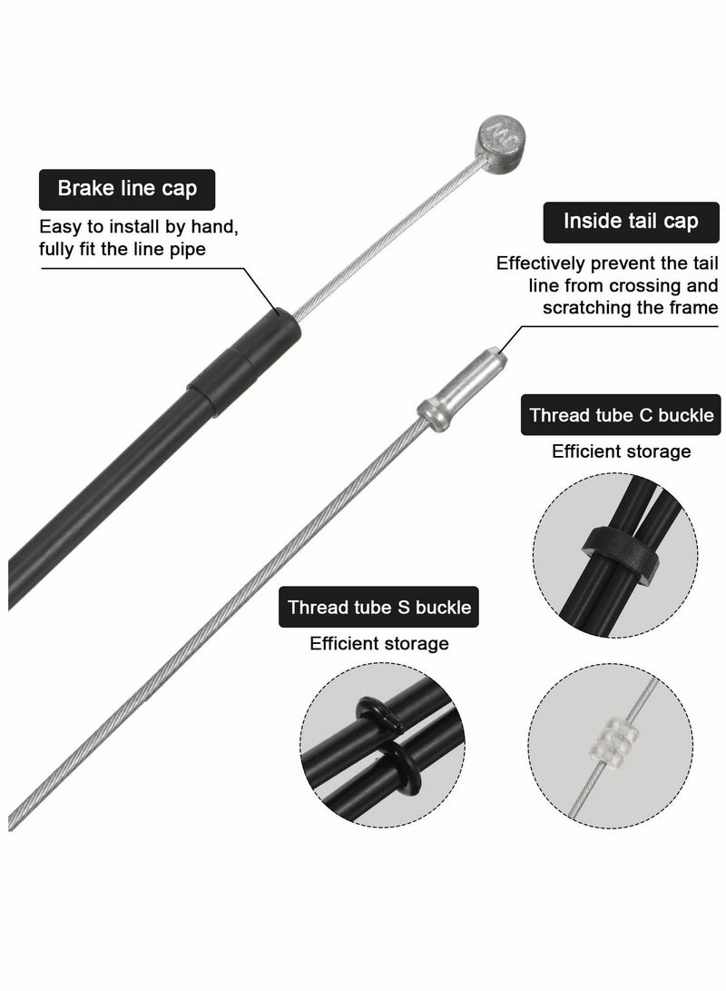 Y&D Bike Brake Cable Housing Kit Includes 1 Set Bicycle Line, 2 Pieces V Noodle Guide Pipe and Plastic Hoses for Road Mountain Cycling (Black Line) - Image 3