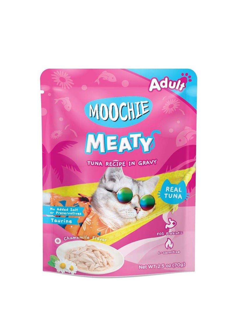 MOOCHIE Moochie Cat Food Tuna Recipe In Gravy Pouch 12 x 70g  - Image 1