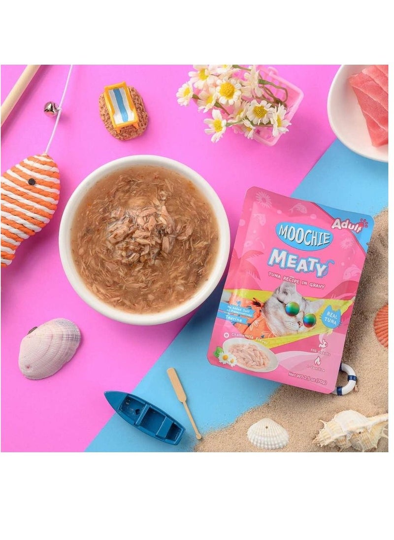 MOOCHIE Moochie Cat Food Tuna Recipe In Gravy Pouch 12 x 70g  - Image 2