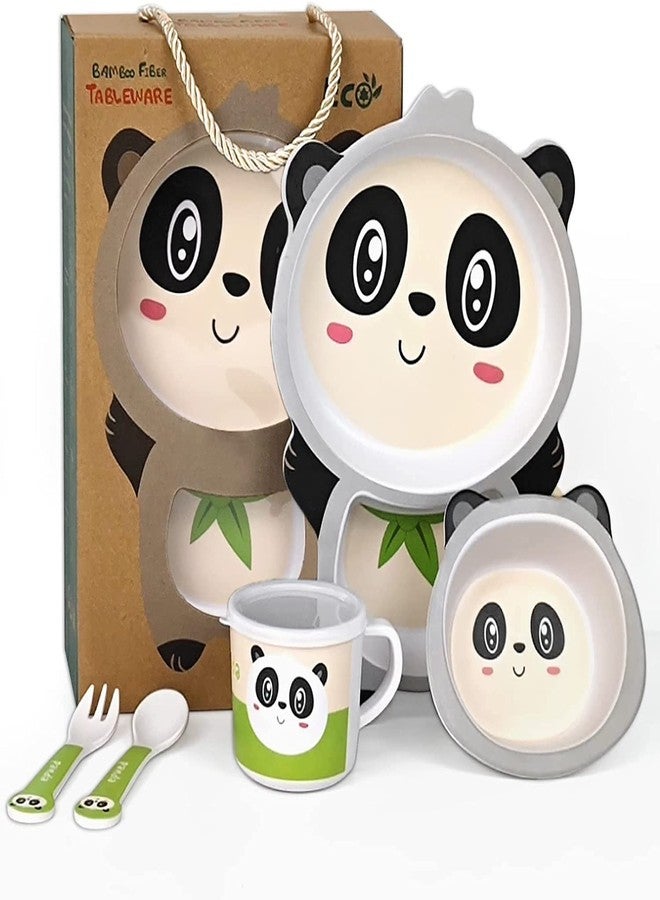 ARNIYAVALA 5 Piece Bamboo Printed Dinnerware For Kids, Toddler, Plate And Bowl Set, Eco Friendly And Dishwasher Safe, Great Gift For Birthday, Baby Shower (507) - Image 1