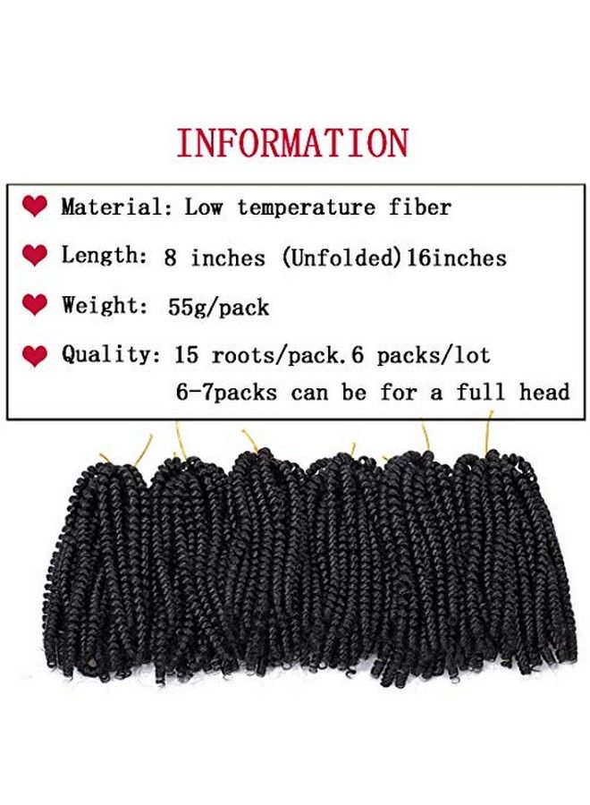 6 Packs Spring Twist Braiding Hair Spring Twists Bomb Twist Hair Synthetic Fiber Fluffy Twist Crochet Braids Low Temperature Twist Crochet Hair For Black Women Braiding Hair(8Inch1B)