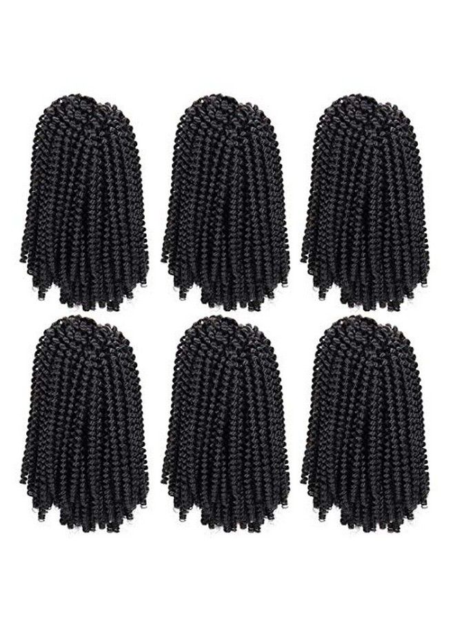 6 Packs Spring Twist Braiding Hair Spring Twists Bomb Twist Hair Synthetic Fiber Fluffy Twist Crochet Braids Low Temperature Twist Crochet Hair For Black Women Braiding Hair(8Inch1B)
