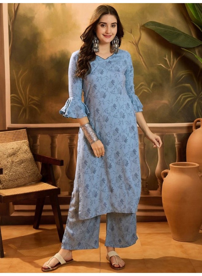 AKS Powder Blue Kurta Set - Image 1