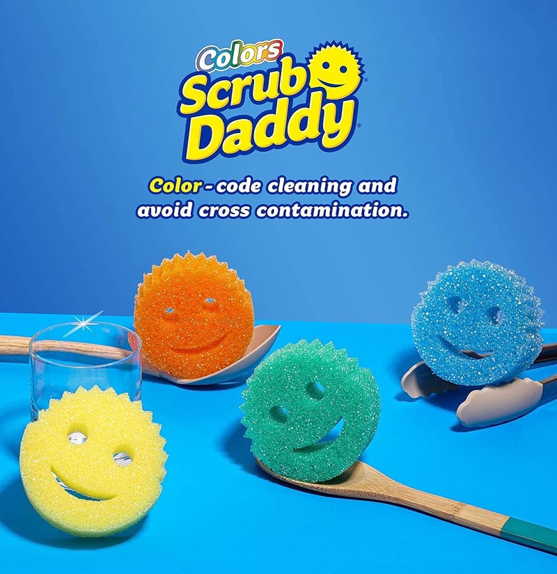 Scrub Daddy Original FlexTexture Cleaning Sponge Multi-Pack Set of 4 Assorted Colors | All Purpose Non-Scratch Kitchen & Bathroom Scrubber | Odor Resistant Reusable Household Cleaning Sponge - Image 2