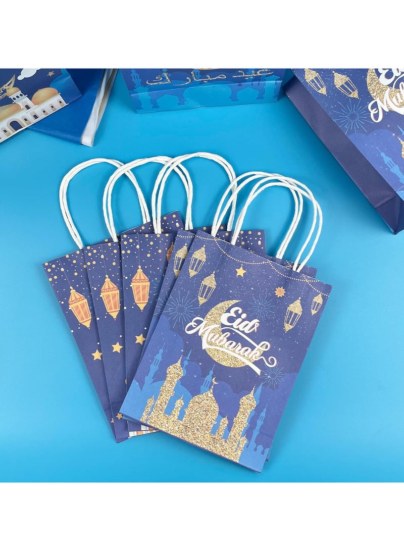 AUTOYSUR 12 Pcs Eid Mubarak Party Favor Gift Bag with Tissue Paper, Ramadan Candy Bags with Handle Mubarak Goodie Bag for Eid Party Supplies Eid Decoration Supplies - Image 3