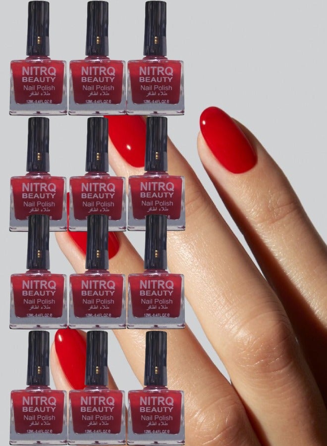 Nitrq Beauty 12 Pieces Beauty Nail Polish Red - Image 1