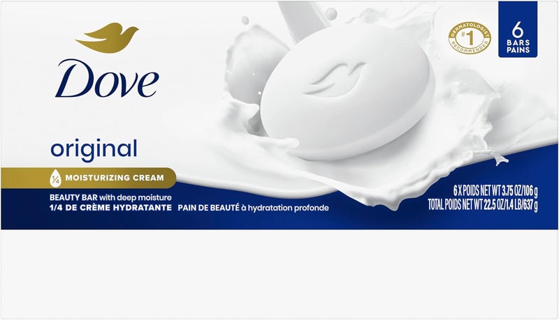Dove Original Beauty Bar Gentle Skin Cleanser with 1/4 Moisturizing Cream - 6 Bars (3.75 oz each) - Image 2