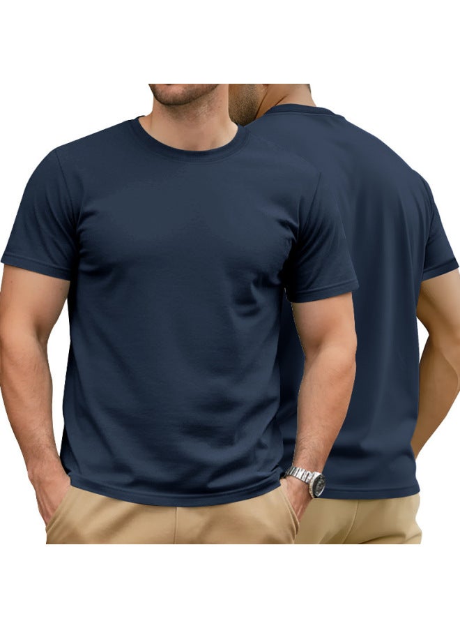 Men's European And American Summer Solid Color Crew Neck Short Sleeve Pure Cotton Casual Sport Simple T-shirt