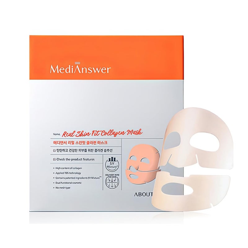 ABOUT ME About Me MediAnswer Real Skin Fit Collagen Mask KBeauty Premium French Collagen Sheet Mask with Advanced SkinFitting Technology 4 mask sheets