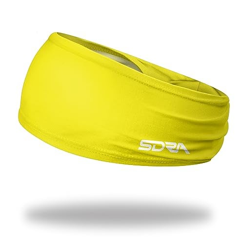 Suddora Solid Color Wide Headband/Sweatband - Workout, Football, Soccer, Yoga (Yellow) - Image 1