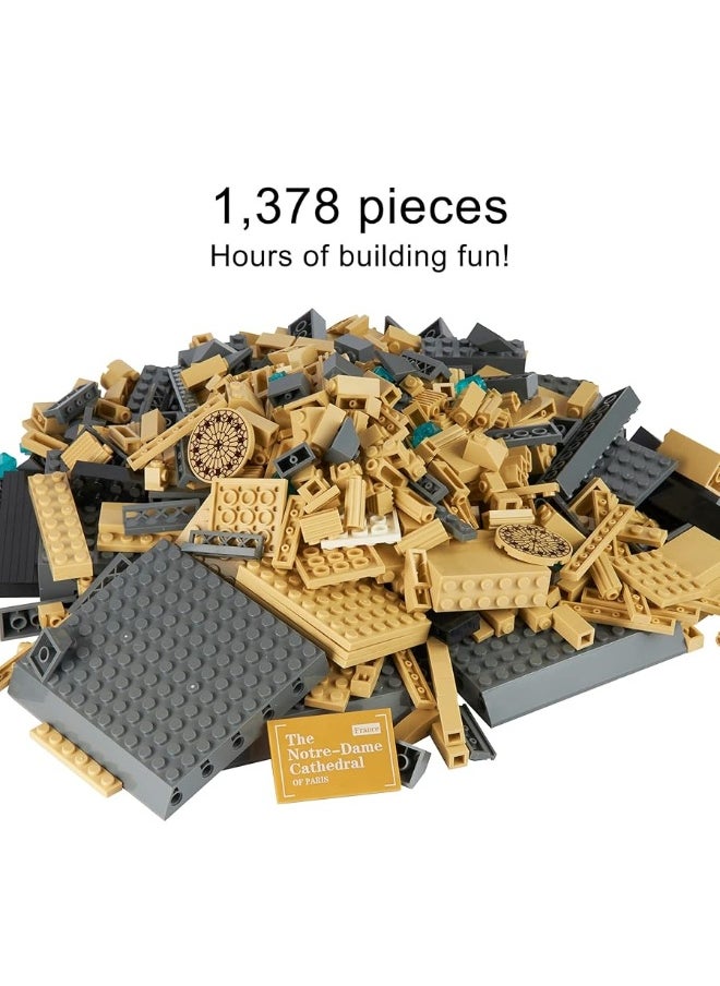 Apostrophe Games Apostrophe Games Notre-Dame Cathedral Building Block Set (1378 Pieces) Paris's Notre Dame Cathedral Famous Landmark Series - Architecture Model for Kids and Adults  - Image 5