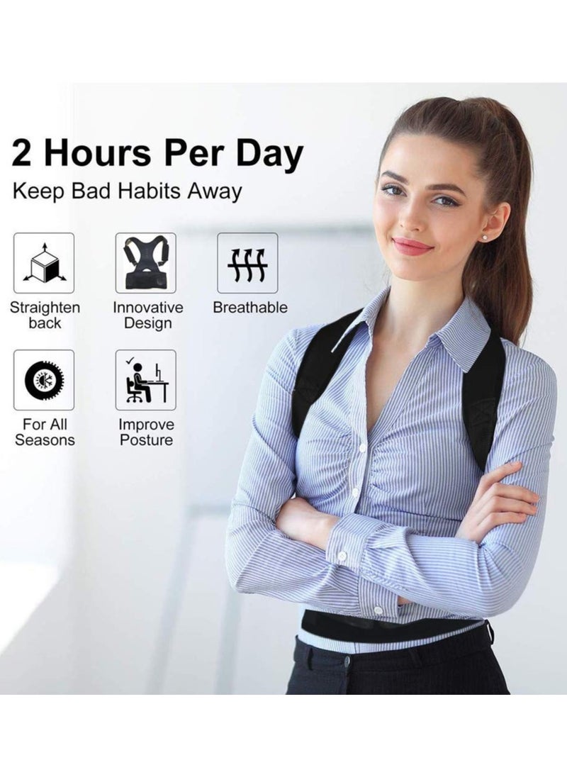 KASTWAVE - Chest and Back Support Posture Corrector, Spine and Back Support Fully Adjustable and Comfortable, Back Support Straightener for Spine, Neck, Shoulders, Improve Posture and Pain Relief (Black, Large) - Image 1