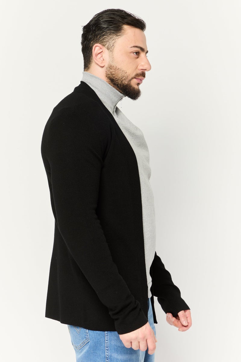 PERRY ELLIS كارديجان رجالي بفتحة عنق مقسومة، أسود - Image 3