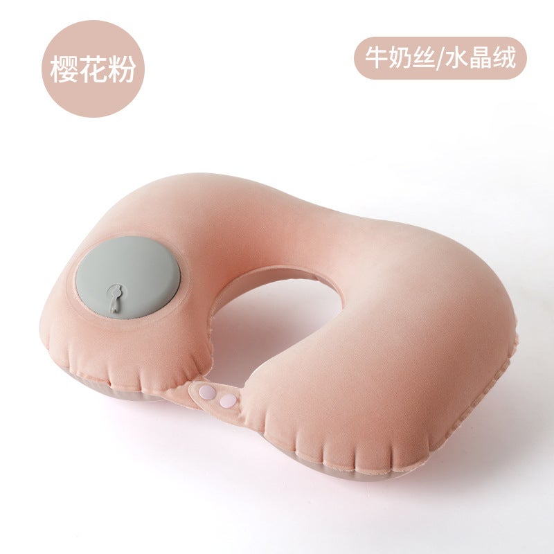 Inflatable U-Shaped Pillow Press Inflatable Neck Pillow Travel Essential Portable Neck Pillow Tpu Set Inflatable U-Shaped Pillow Travel Three Treasures - Image 1