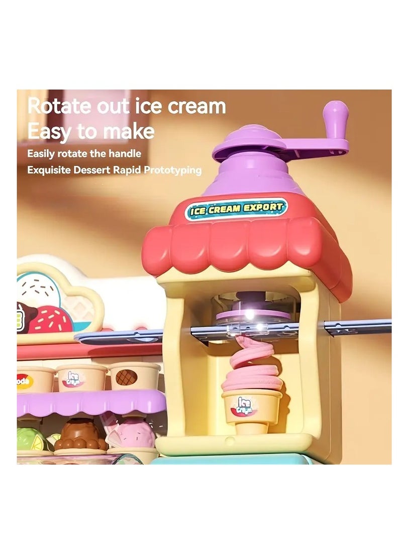 Kids Ice Cream Shop Playset, Pretend Play Kitchen Toy with Ice Cream Machine - Image 2