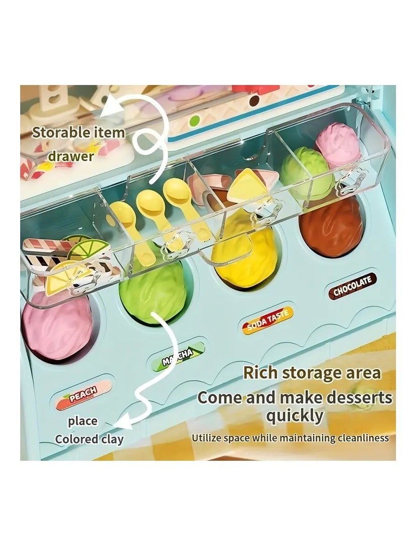 Kids Ice Cream Shop Playset, Pretend Play Kitchen Toy with Ice Cream Machine - Image 3