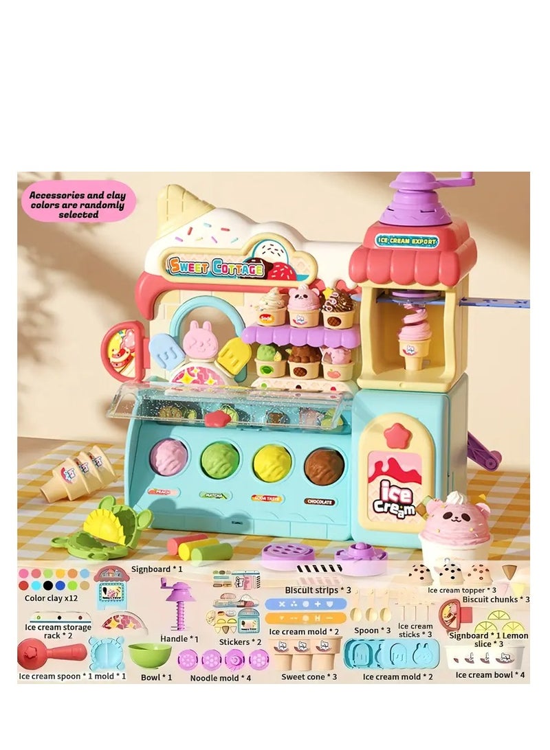 Kids Ice Cream Shop Playset, Pretend Play Kitchen Toy with Ice Cream Machine - Image 4