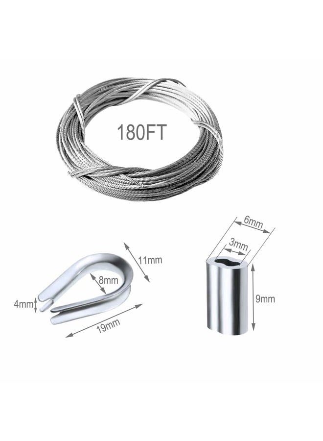 Amadget Stainless Steel Wire Rope, 316 Marine Grade Cable Railing Kit, Aircraft Wire Rope & Picture Hanging Kit for Railing, Decking, Boat Marine Hardware (1/16" x 180 Feet) - Image 2