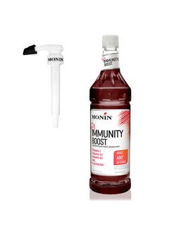 MONIN Monin - Total Immunity Boost, Immune Support Supplement, Liquid Blend of Vitamins, Minerals, & Antioxidants, Immune Boosting Vitamin C & D + Elderberry, For All Beverages, Low Calorie (33.8 oz + Pump)  - Image 1