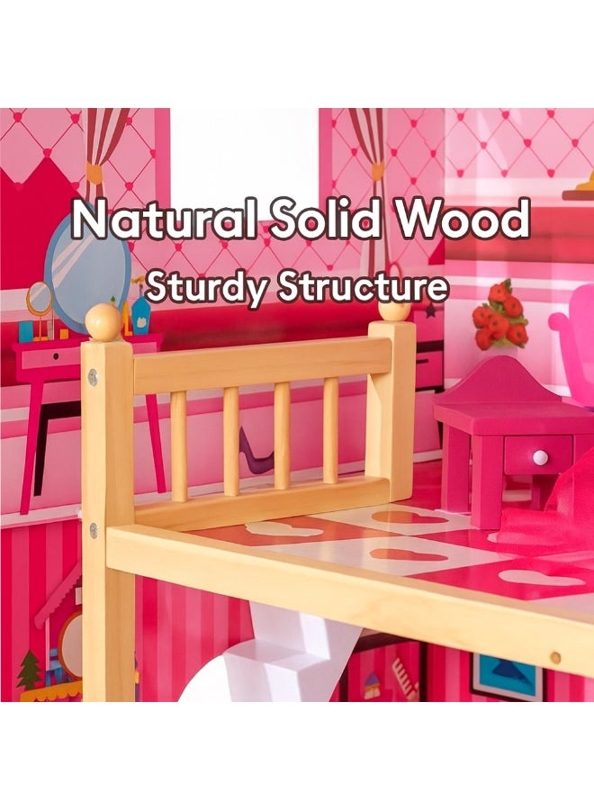 Factory Price Factory Price Little Princess Large Wooden Doll House for Kids - Detailed Miniature Furnitures - B  - Image 4