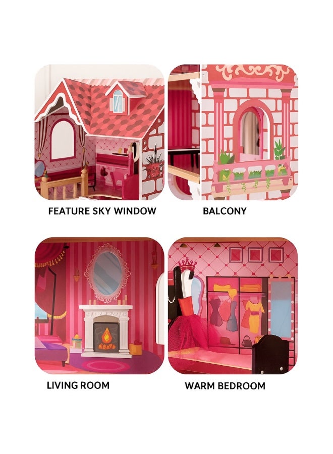 Factory Price Factory Price Little Princess Large Wooden Doll House for Kids - Detailed Miniature Furnitures - B  - Image 5