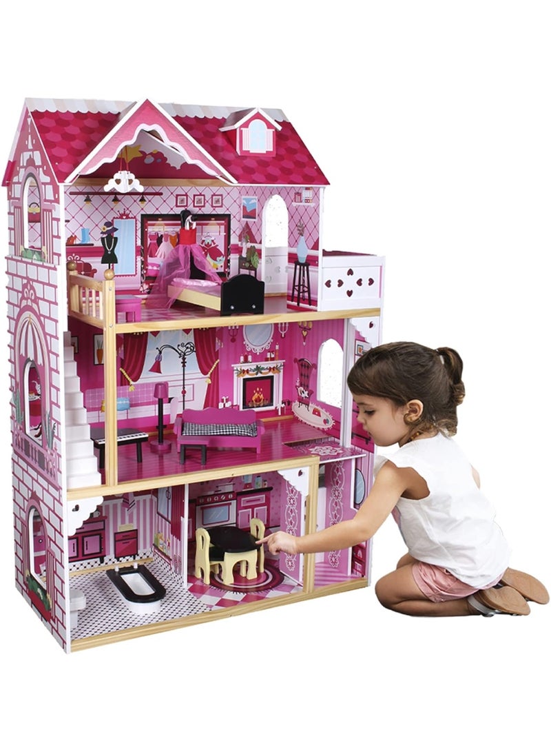 Factory Price Factory Price Little Princess Large Wooden Doll House for Kids - Detailed Miniature Furnitures - B  - Image 2