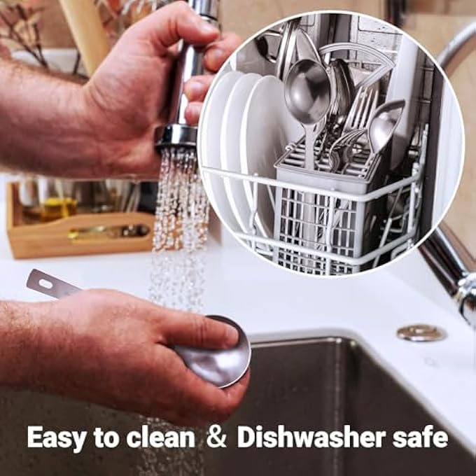 ريحني مجموعة ملاعق ملعقة القهوة 4 قطع من الفولاذ المقاوم للصدأ بمقبض طويل بحجم 15 مل لمسحوق شاي القهوة المطحون - Image 5