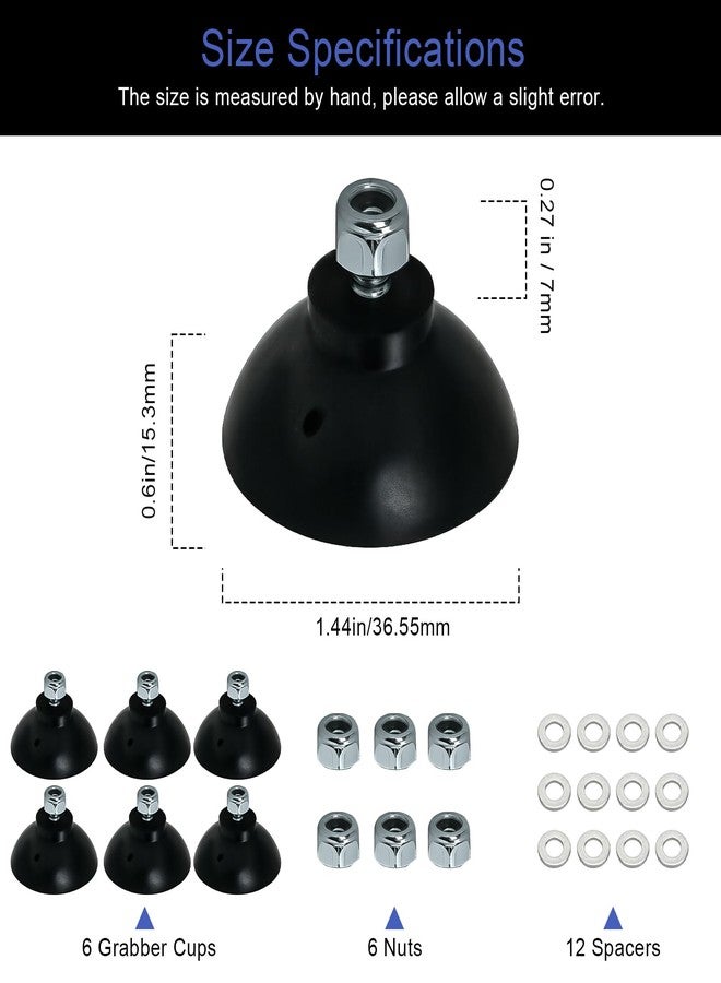 IFERLA Grabber Tool Reacher Rubber Suction Cups, Replacement Gripper Cups Tips Part for Repair, Outdoor Long Reach Pick up Gripper Parts for Arcmate Ez Heavy Duty Pickers, Rubber Cups with Locknuts (6 Cups) - Image 3