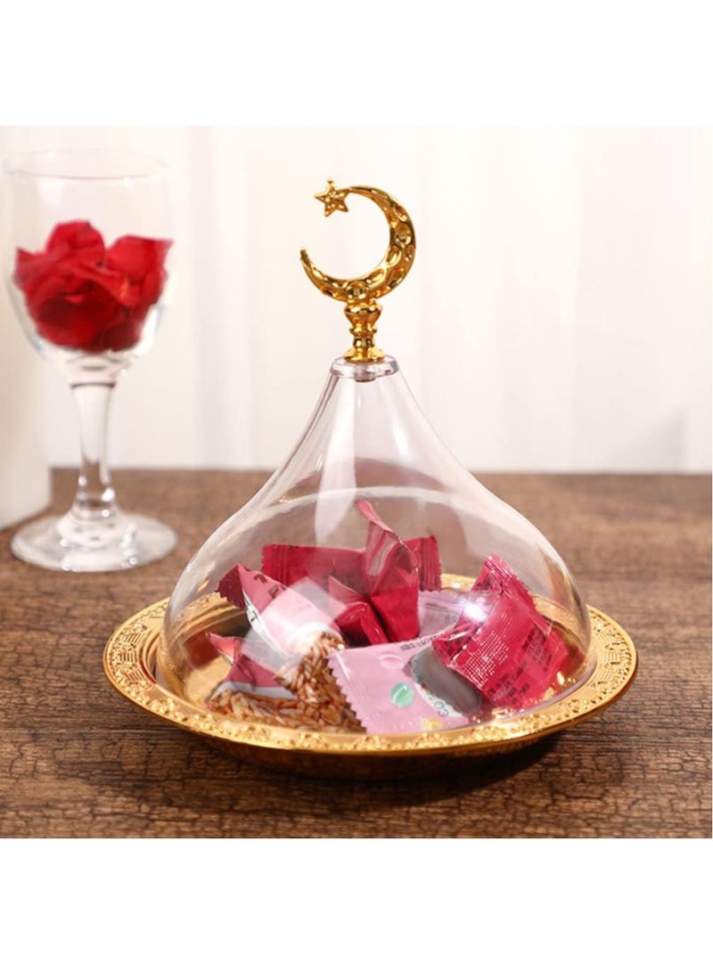 حامل كيك عيد مبارك مع غطاء مقبب أكريليك ذهبي مستدير 20 بوصة - Image 4