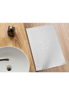 Jacquarddina Bath mat set, 2 pieces, white, 100% cotton 
