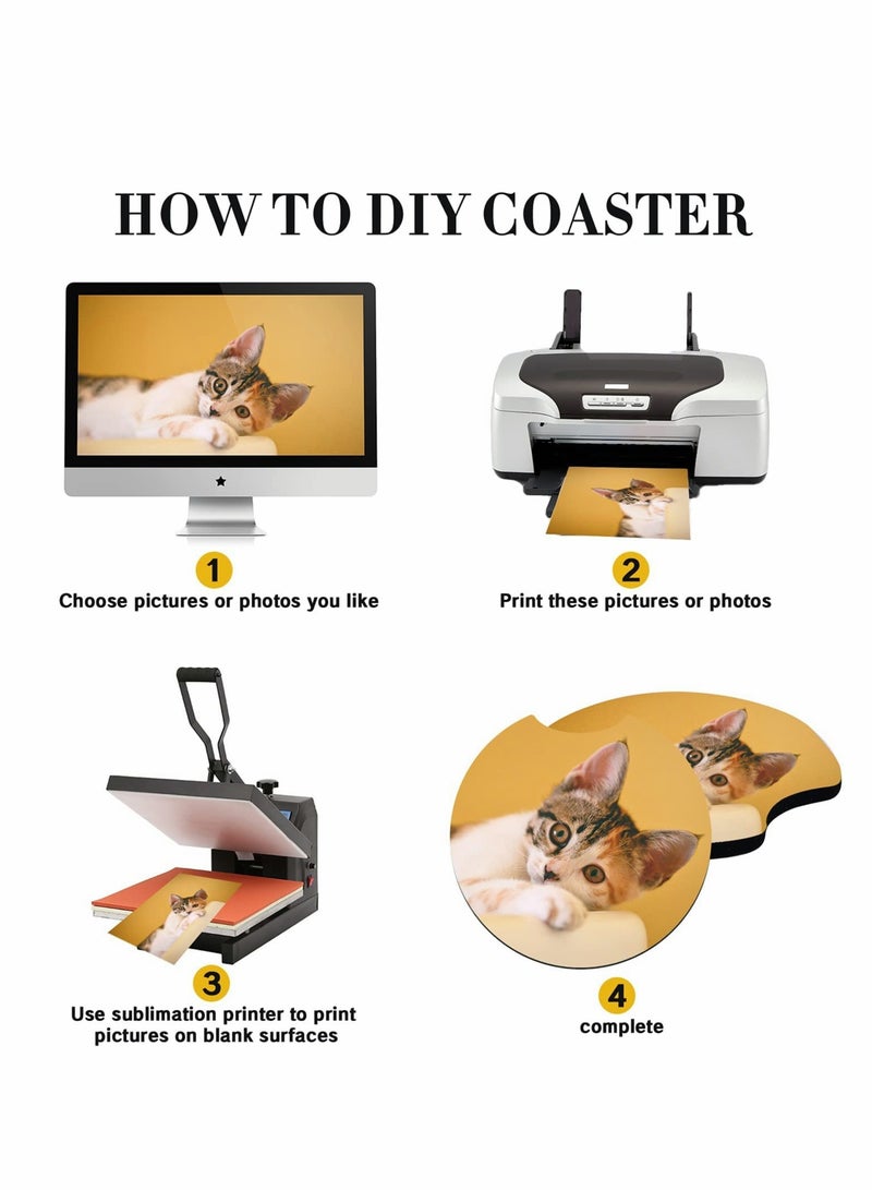 Excefore Car Cup Coaster Car Coasters, Round Opening Drink 50 PCS 2.75 in for DIY Crafts Car Cup Coasters, Painting Project, Thermal Sublimation DIY Crafts - Image 5