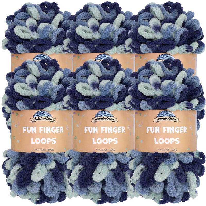 BambooMN JubileeYarn Fun Finger Loops Yarn - Jumbo Polyester - 100g/Skein - Pegasus - 6 Skeins - Image 1