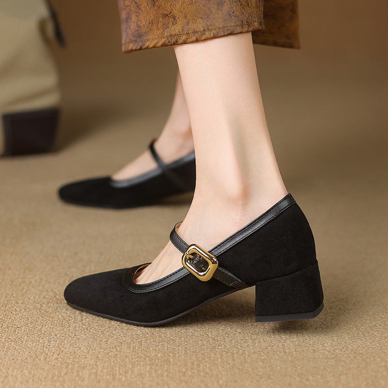 Spring 2025 Independent Station Supply Casual Mid-Heel Shoes 31-43 Size Leopard Square Head Buckle Women'S Single Shoes - Image 4