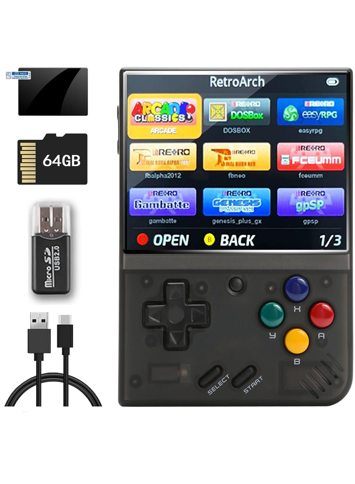 Uwals Miyoo Mini Plus,Retro Handheld Game Console with 64G TF Card