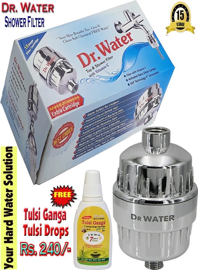 DR.WATER DR WATER Shower Head Filter Softener - SF-15 PRO Alkaline Hard To Soft Bathroom Tap Purifier Kitchen Faucet Chlorine Salt Remover 15 Stage, 2 Cartridges - Image 3