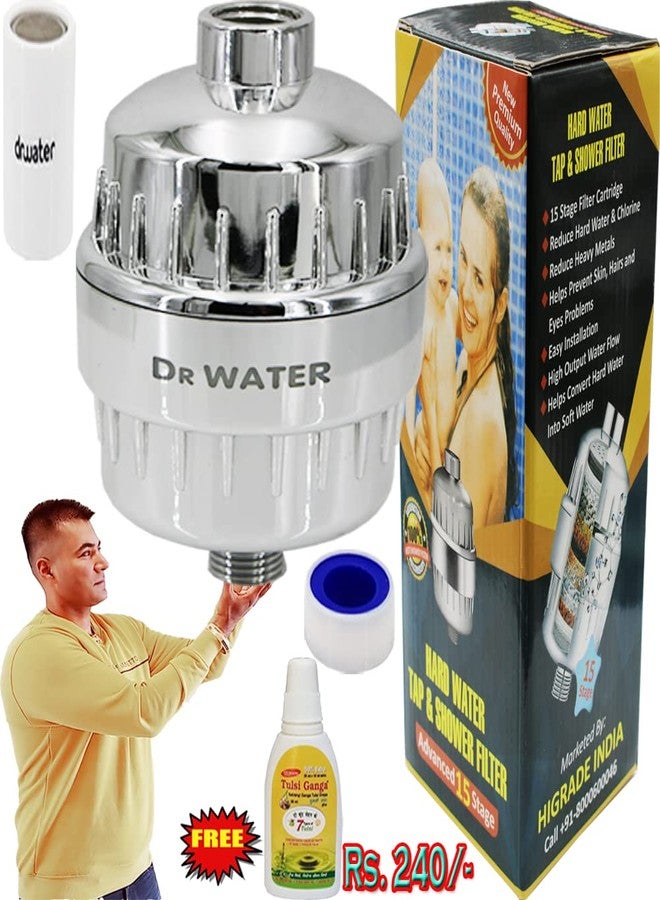 DR.WATER DR WATER Shower Head Filter Softener - SF-15 PRO Alkaline Hard To Soft Bathroom Tap Purifier Kitchen Faucet Chlorine Salt Remover 15 Stage, 2 Cartridges - Image 2