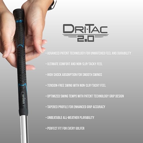 WINN DRI-TAC 2.0 MIDSIZE Golf Grip - Tacky Feel, Moisture-Wicking, Shock Absorption | AVS Technology for Enhanced Performance | Optimal Hand Alignment, Grip Pressure | Durable for Long-lasting Use - Image 5