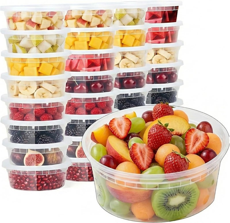 Pokanic Food Storage Containers [30 Set] 8 oz Plastic Deli Containers with Lids Slime Soup Meal Prep Reusable | BPA Free | Stackable | Leakproof | Microwave/Dishwasher/Freezer Safe (30 Set, 8 oz) - Image 1