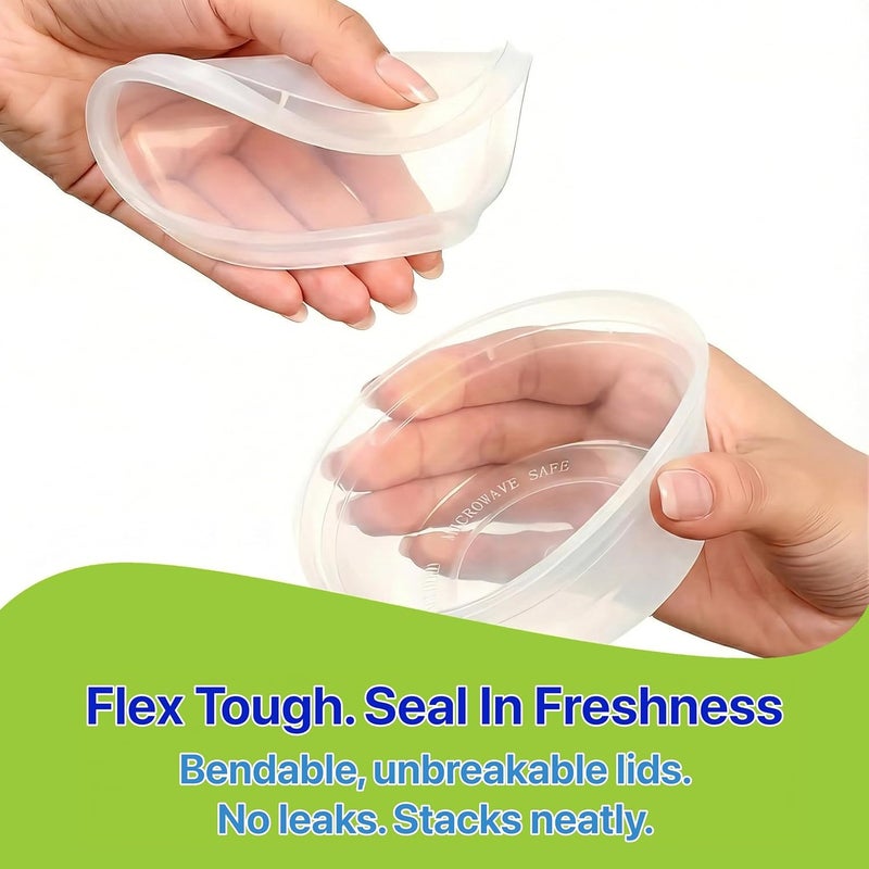 Pokanic Food Storage Containers [30 Set] 8 oz Plastic Deli Containers with Lids Slime Soup Meal Prep Reusable | BPA Free | Stackable | Leakproof | Microwave/Dishwasher/Freezer Safe (30 Set, 8 oz) - Image 5
